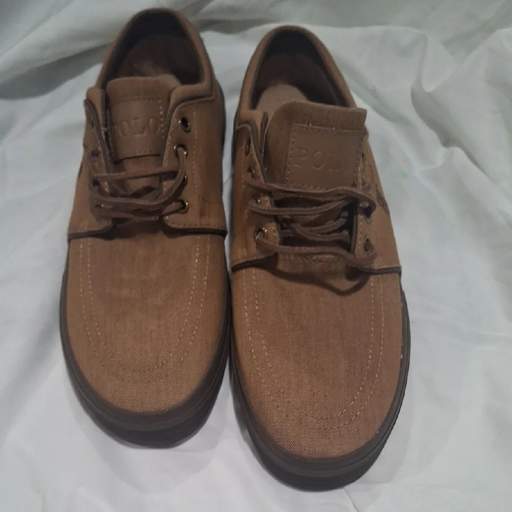 Polo by Ralph Lauren Brown Boat Shoes with Suede Upper and Lace Detailing